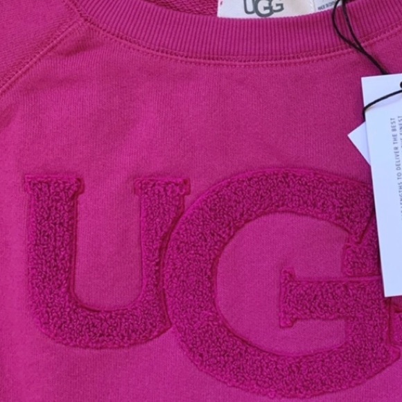 UGG Fuchsia Fuzzy Logo Crewneck Sweatshirt - Picture 2 of 5